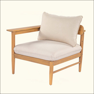 Canapé d'extérieur avec accoudoirs gauche en bois d'acacia et coussin