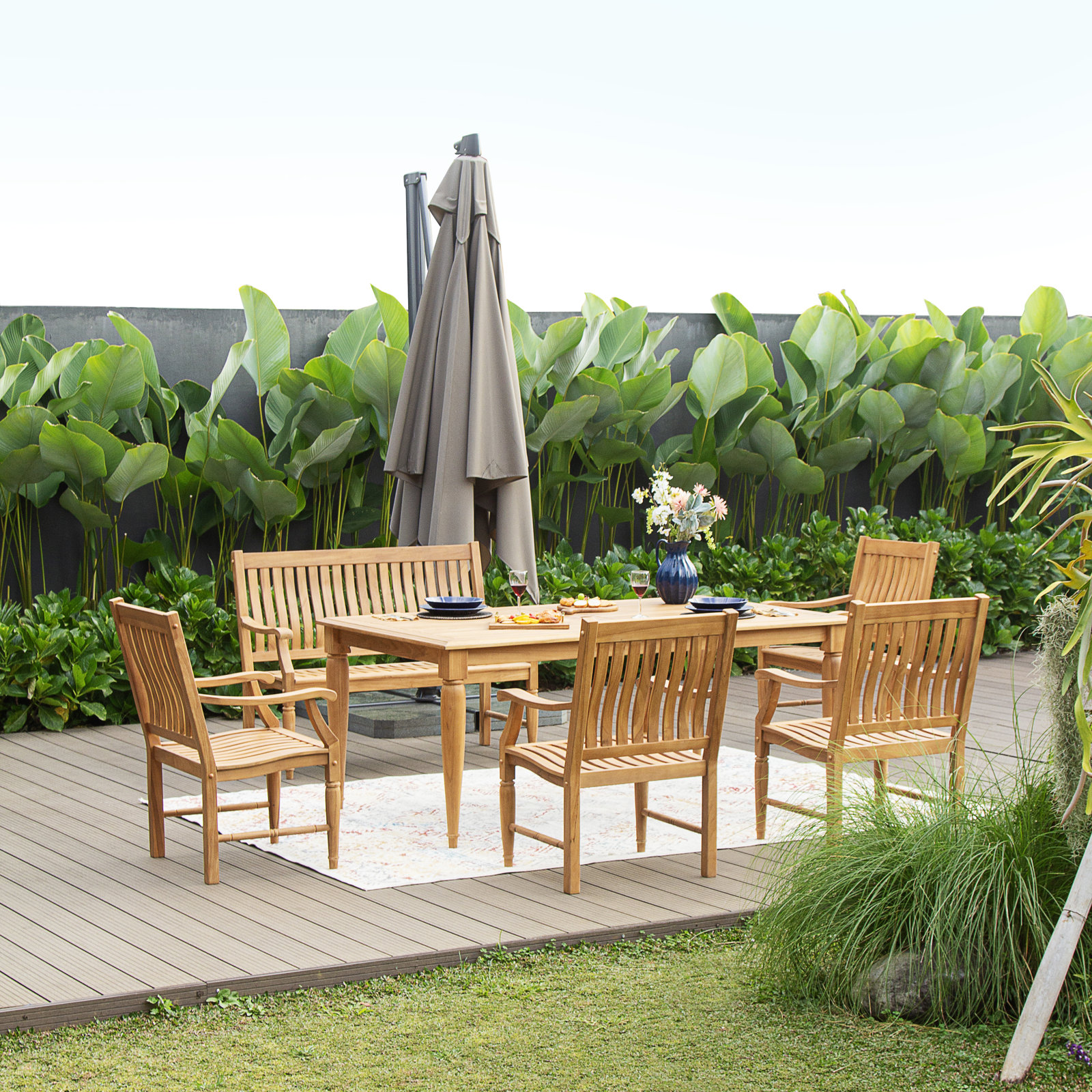 Kratzer 72" Teak Patio Dining Set