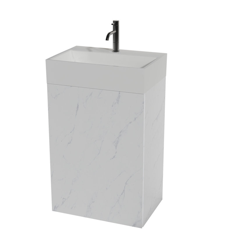 Roca-20F-123 Meuble-lavabo à finition marbre blanc 20 "sans lavabo, armoire de salle de bain autoportante pour salle de bain moderne, KD
