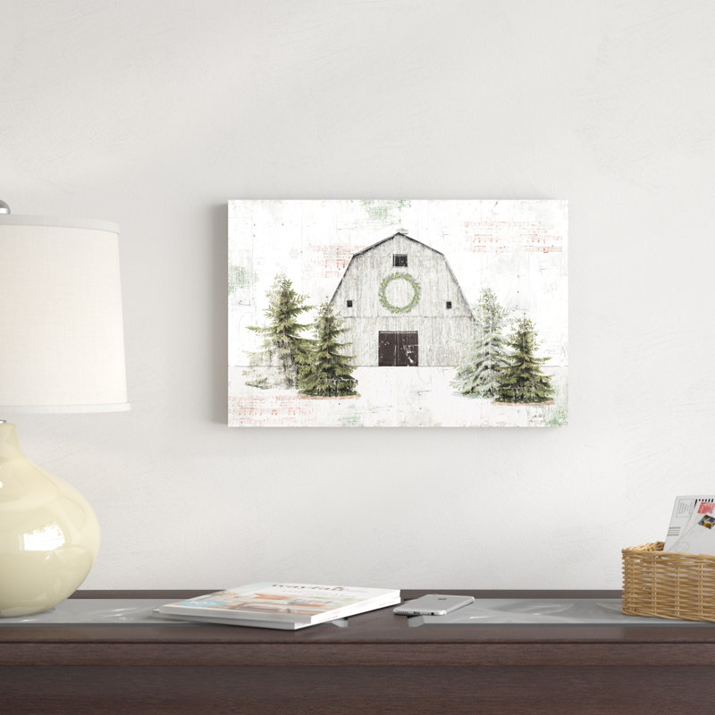 Wooded Holiday I Barn, H 12 po x l 18 po x P 1,25 po, Toile tendue, Non