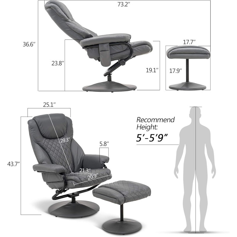 Fauteuil inclinable avec repose-pieds Alyan, fauteuil inclinable avec massage, 360 chaises pivotantes, similicuir