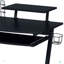 Bureau de jeu avec structure en métal et roulettes, noir