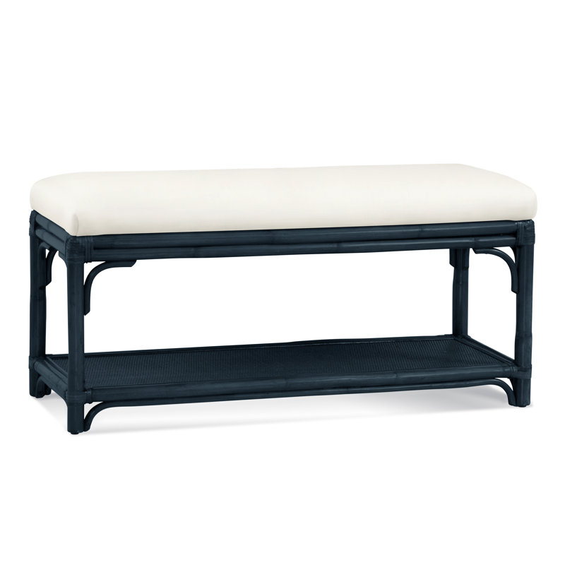 Summer Retreat Wicker Shelf Storage Bench, Havana, Elite Ivory; 0321-91