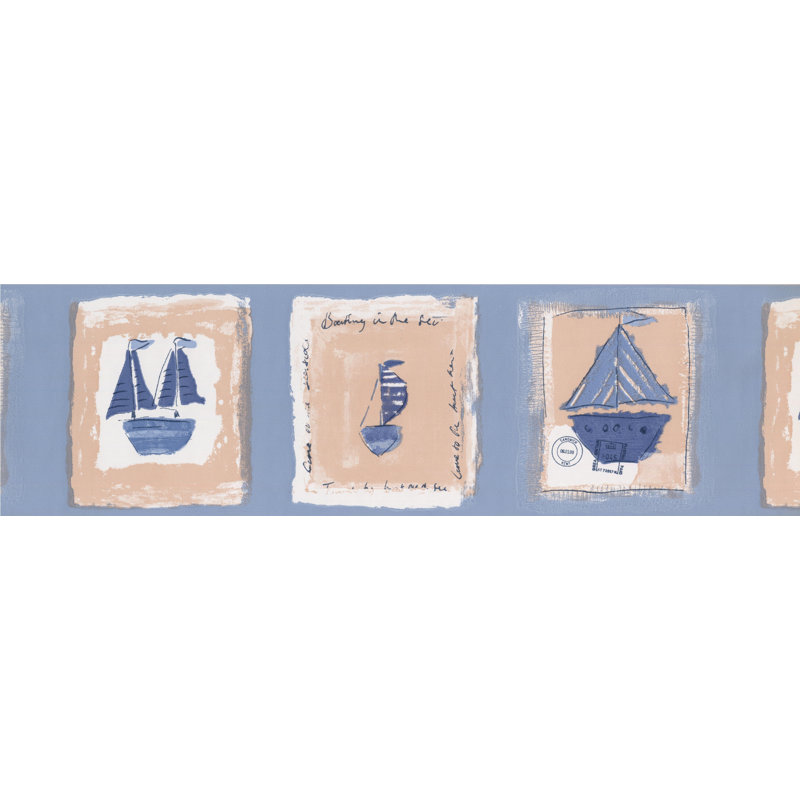 Bordure de papier peint abstrait L 15 pi x l 7 po Sail Sail on Tawny Postcards
