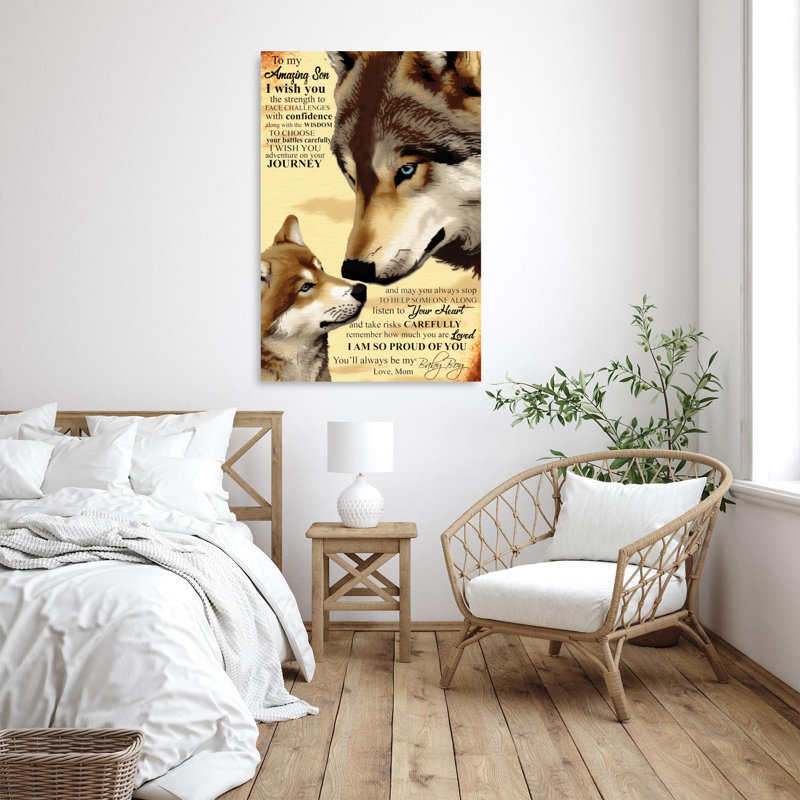 Loup à mon fils étonnant, H 20 po x l 16 po x P 1,25 po