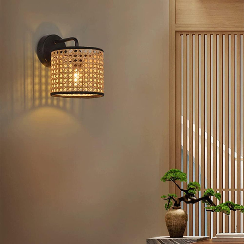 Rattan Wall Light Metal Base Wall Sconce