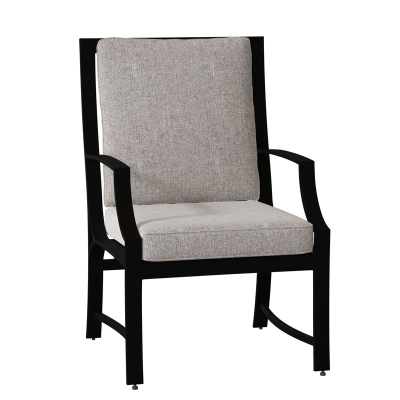 Seal Cove Outdoor Dining Armchair, Impact Vapor Gray Sunbrella®, Textured Black