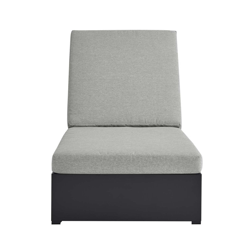 Tahoe Gray Powder-Coated Aluminum Outdoor Chaise Lounge with Cushions