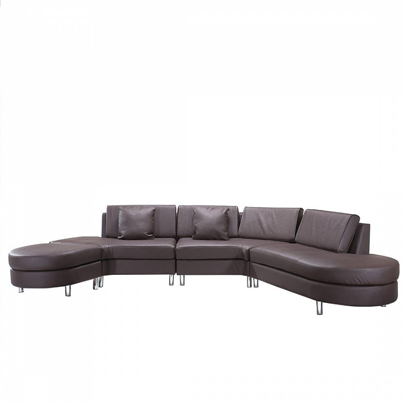 Fordoun 7 Seater Genuine Leather Corner Sofa, Brown