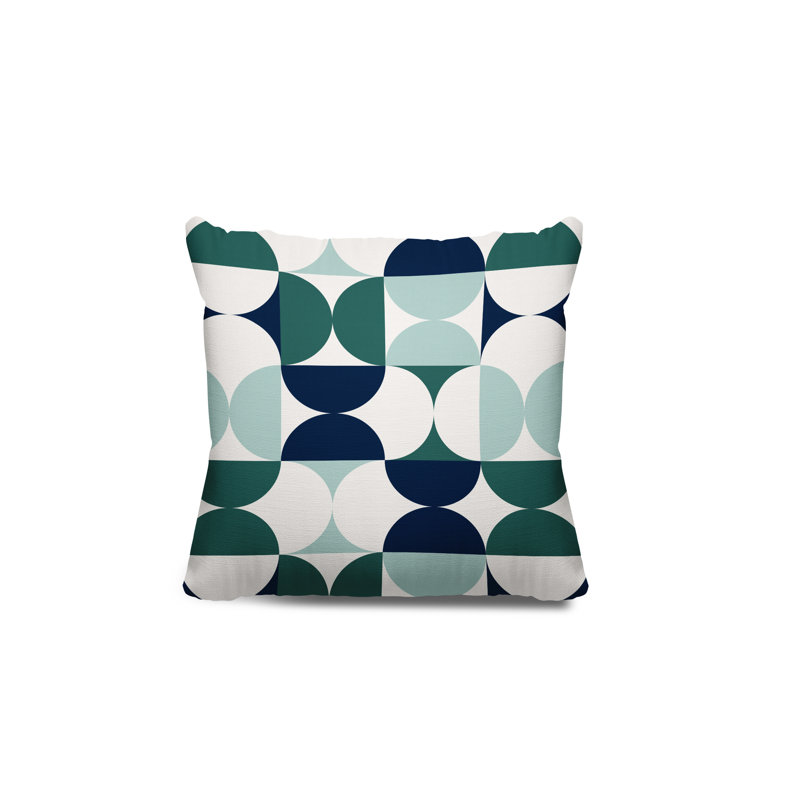 Coussin décoratif intérieur / extérieur Pitto Griffin, 19 po x 19 po, Émeraude / bleu marine