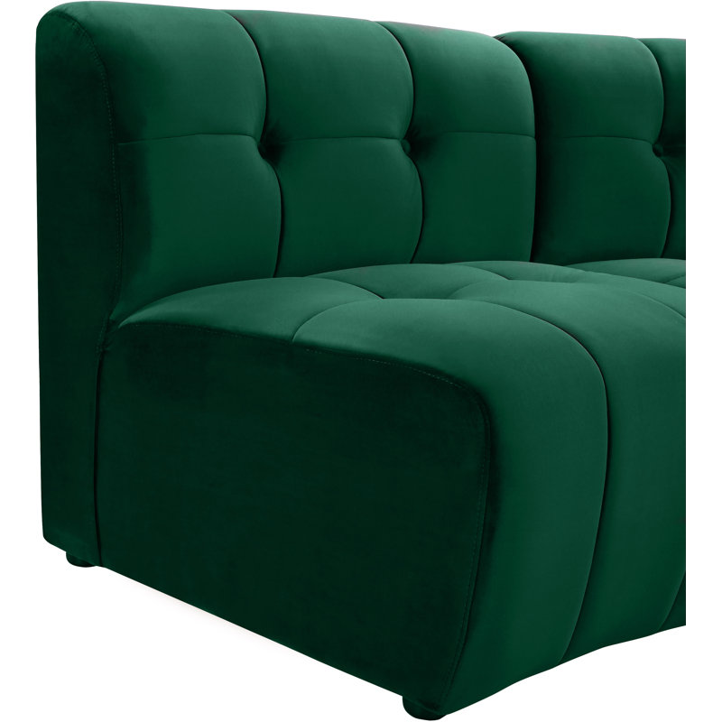 Canapé modulaire de coin symétrique en velours de 173 po de largeur Jedson, Velours vert