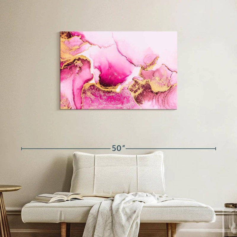 Abstrait en marbre rose Avery, H 24 po x l 36 po
