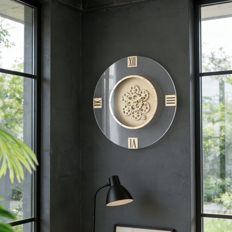 24" Circle Gold Acrylic Analog Wall Clock