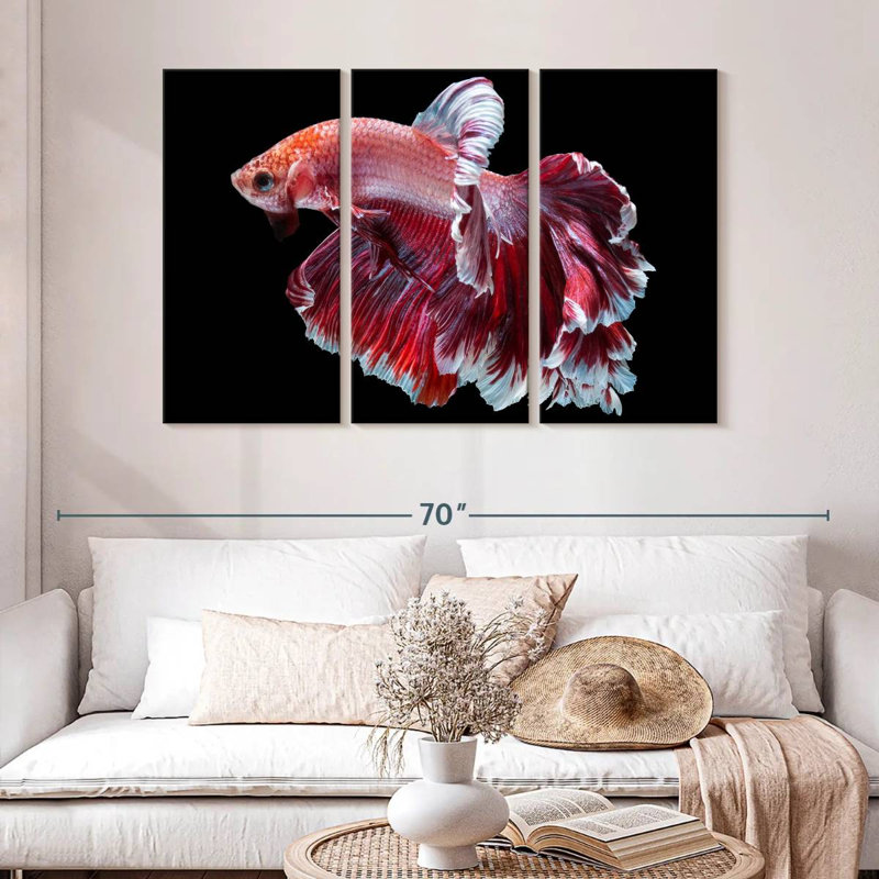 Brampt Red And White Betta Fish, 32" H x 50" W