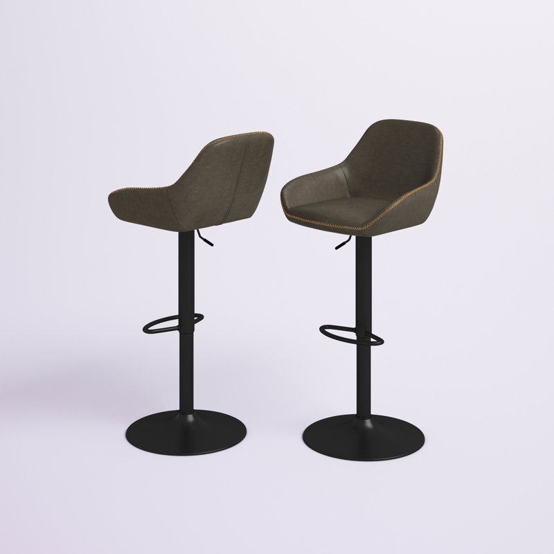 Tabouret de bar pivotant à hauteur réglable Thibodeaux, gris