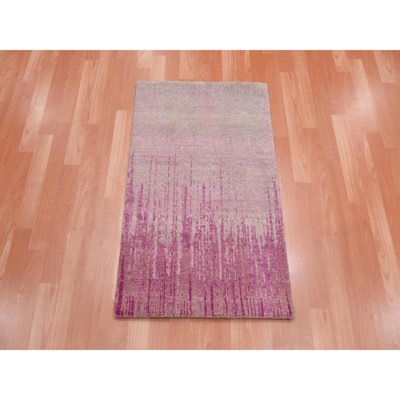 Tapis rose noué à la main 4 pi 1 po x 6 pi 2 po Kashtian New Age