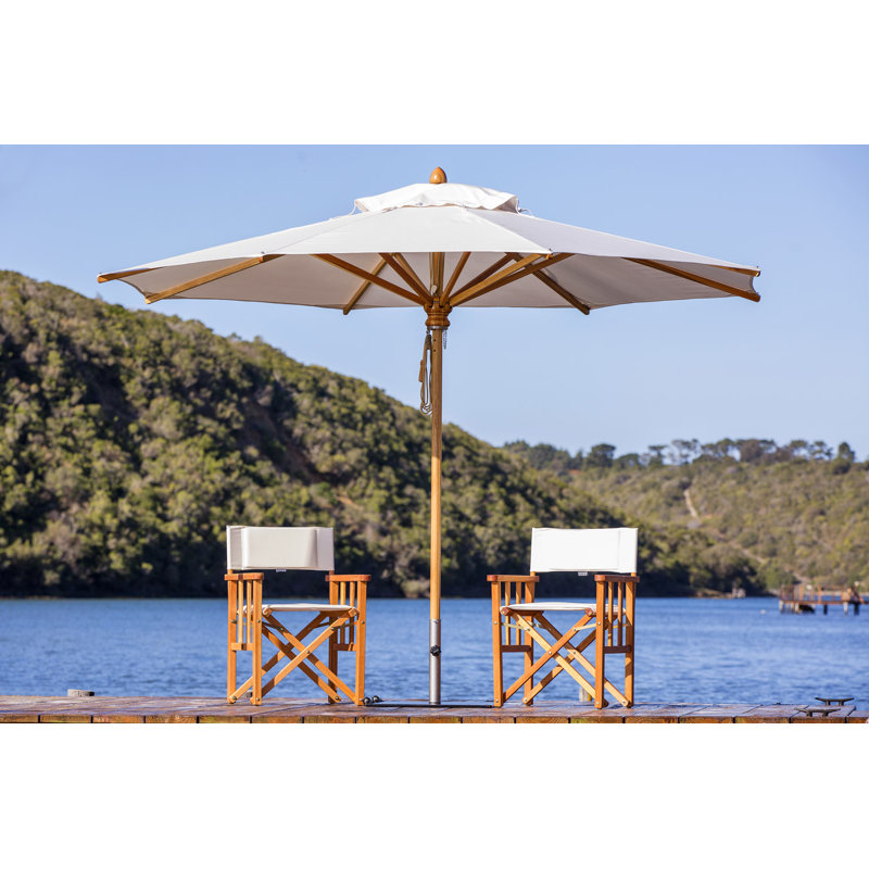 Safari 11.5' Round Umbrella, Square Metal w/ wheels+2.25" Stainless Steel Tube, Natural, 99.6" H x 137" W x 137" D