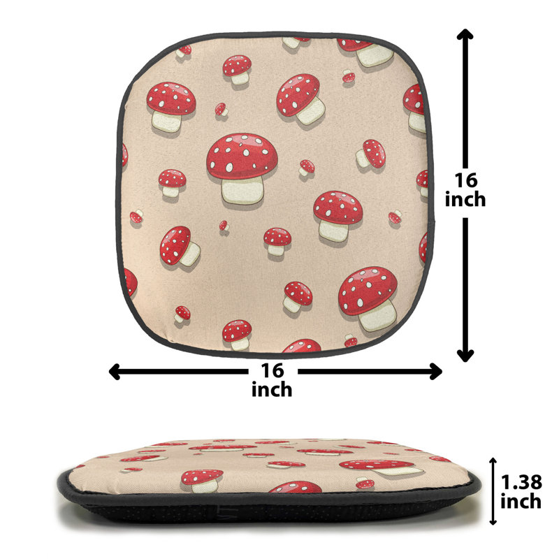 Outdoor 1.38'' Dining Chair Seat Cushion, Cream/Red
