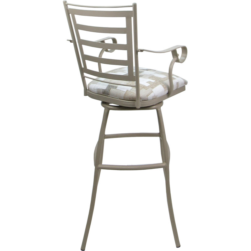 Tabouret de bar intérieur extérieur 30 po avec accoudoirs, Crème, crème, Beige