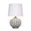 Lampe de table Riz, 20 po, céramique émaillée, gris argenté, lin blanc