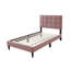 Lit simple moderne avec revêtement en lin - Tête de lit réglable pour une structure de soutien en mélange rose personnalisable-711660320