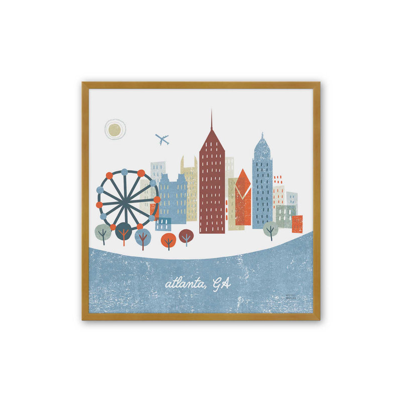 «Colorful Atlanta» par Michael Mullan, reproduction d'art, H 12 po x l 12 po, Doré