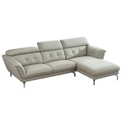 Canapé modulaire en cuir italien gris clair American Eagle Design EK-L083