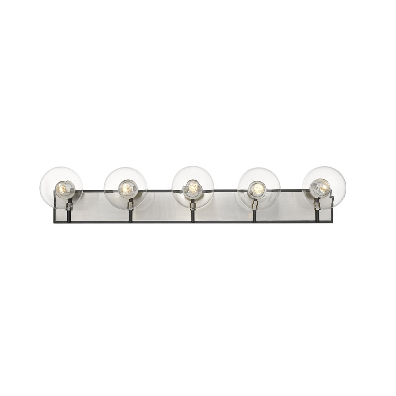 Éclairage de meuble-lavabo à intensité réglable 5 lumières Rosmeer, Nickel brossé, Transparent