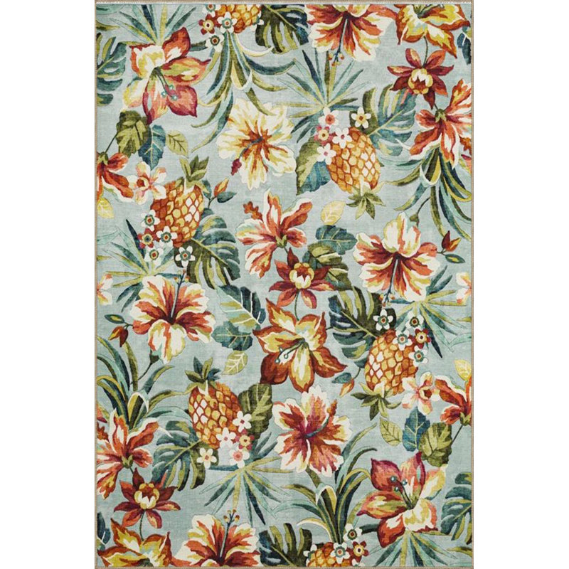 Tapis lavable à motif floral multicolore, Tapis de couloir 3 pi 3 po x 9 pi 10 po