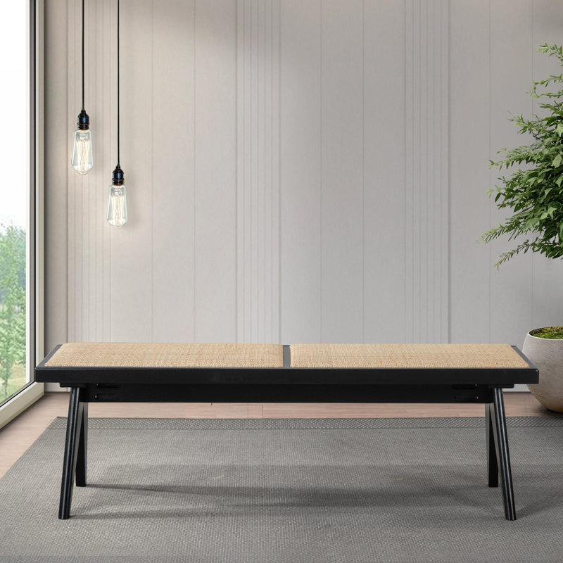 Swader Natural Rattan Upholstered Bench