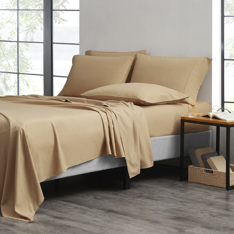 Ensemble de draps en bambou à densité de tissage 1800 fils Bibb Home, Ensemble de draps pour lit double avec 4 taies d'o