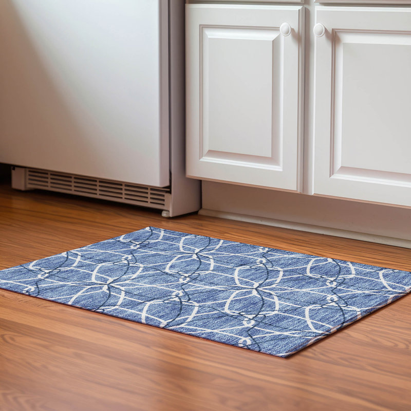 Premium Machine Washable Prisco Denim Rug, Rectangle 1'8" x 2'6"