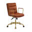 Chaise de bureau en cuir véritable Dudley