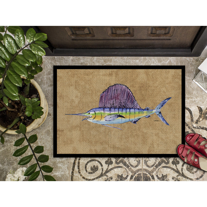 Tapis de porte d’intérieur anti-dérapant espadon, Rectangle 2 pi x 3 pi