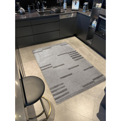 Beige Themed Abstract Line Geometric Patterned Creative Modern Decorative Rug