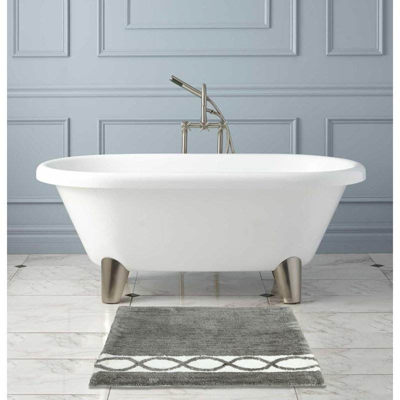 Yamaguchi Non-Slip Bath Rug, Gray White