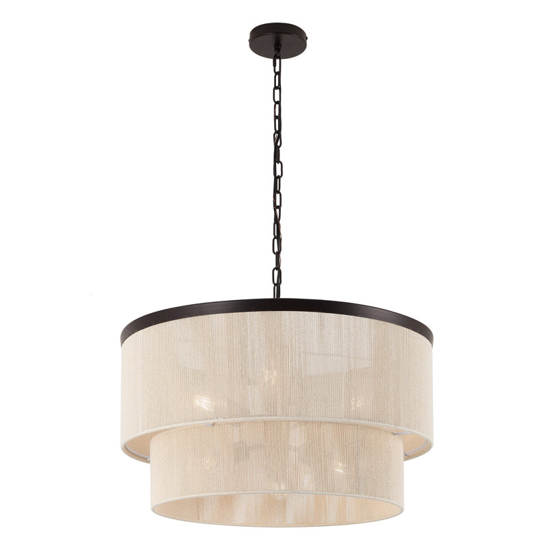 24" 6-Light Dimmable Drum Chandelier, Bronze, Beige