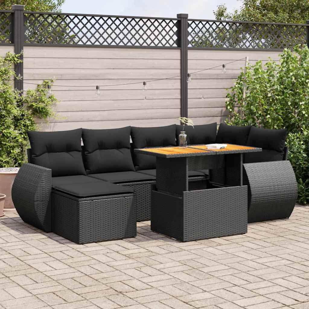 Vidaxl 7-Tlg. Garten-Sofagarnitur Mit Kissen Beige Poly Rattan