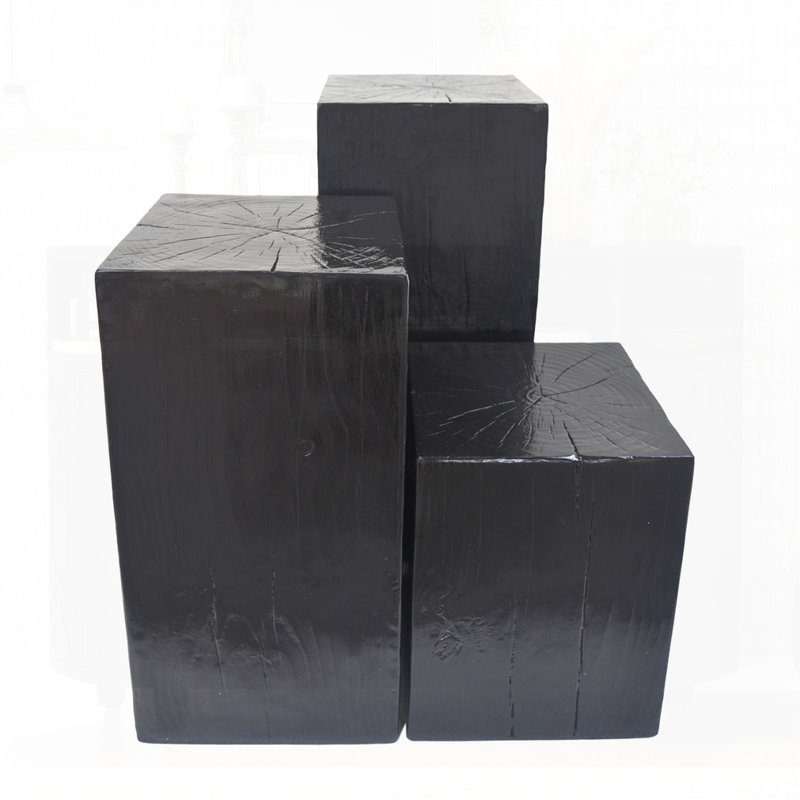 Retro Natural Style Side Table Set, Black