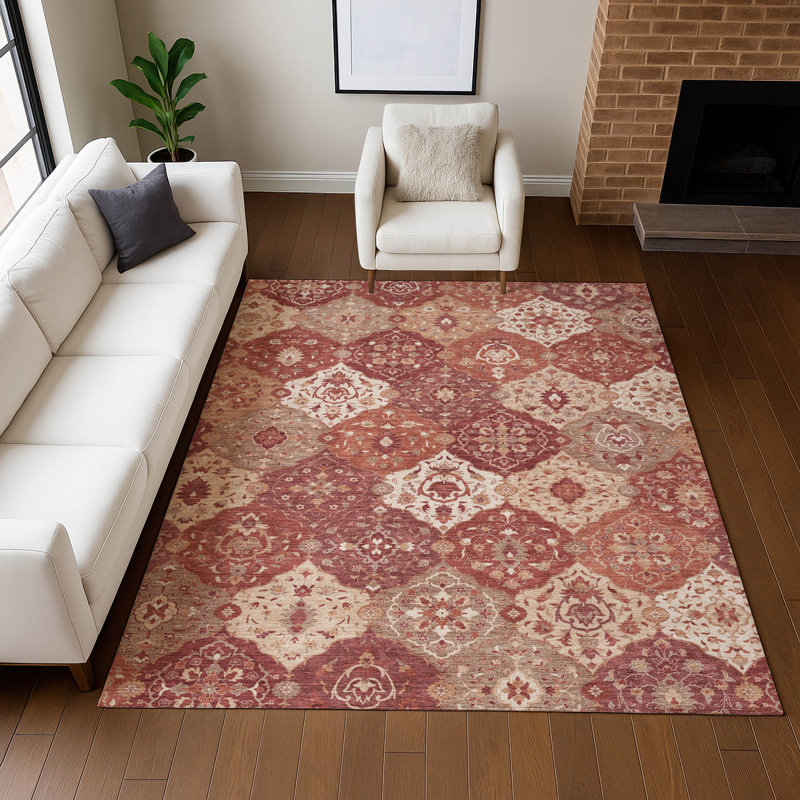 Premium Machine Washable Mayfield AMF2292 Panel Rug, Brick, 10' x 14'