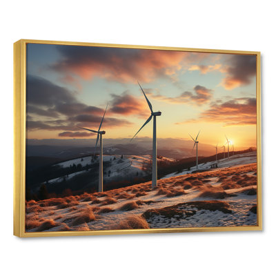 «Sunset Wind Turbines Mountain View II - Wind Turbines», art mural