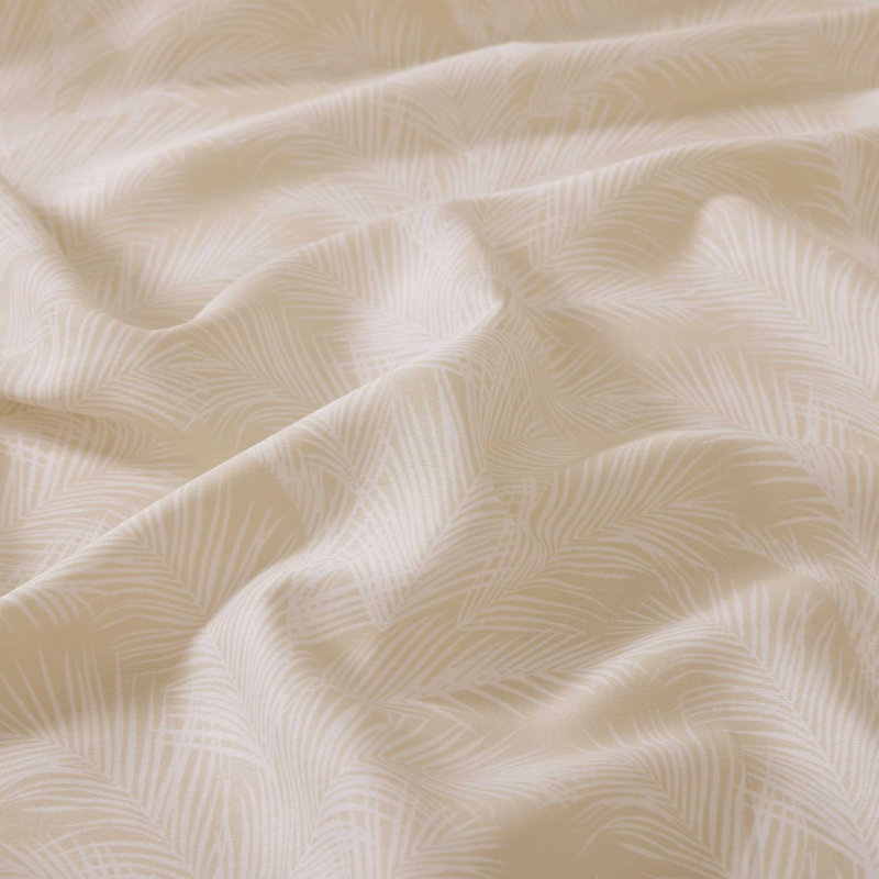 Tommy Bahama La Vida Stripe Cotton Sheet Set, King Sheet Set with 2 Pillowcases, Beige Palm Leaf