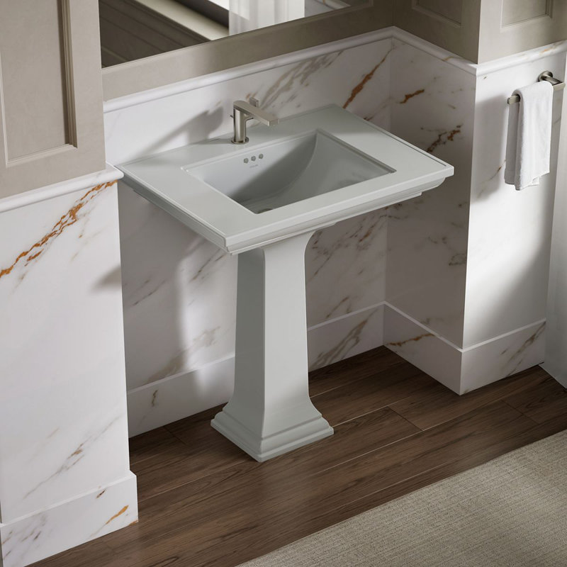 Memoirs® Stately 24" Pedestal Bathroom Sink with 4" Centerset Faucet Holes, Ice Gray, 34.75" H x 22.19" W x 30.69" L, Single