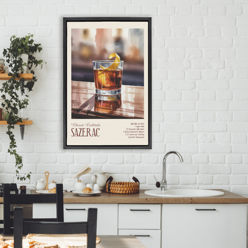Sazerac sur cadre flottant à surface réfléchissante, design par Andreas Magnusson, H 31 po x l 21 po