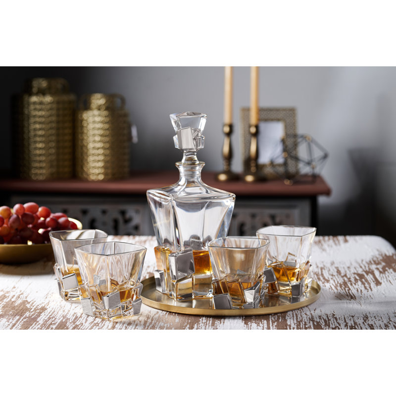 Crystal Glass Beverage Dispenser, Silver