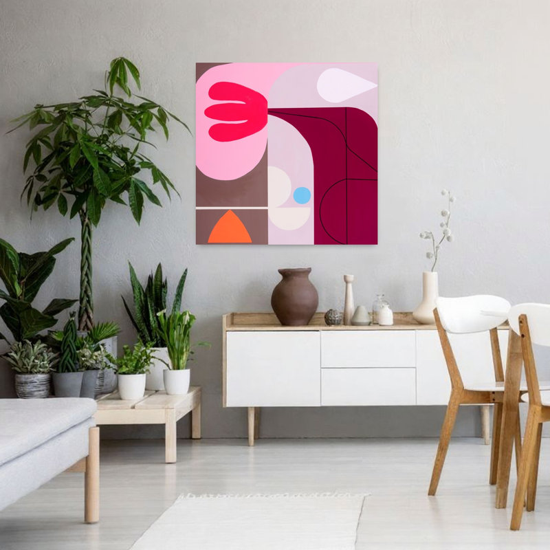 Interlude abstrait, art moderne contemporain, H 36 po x l 36 po