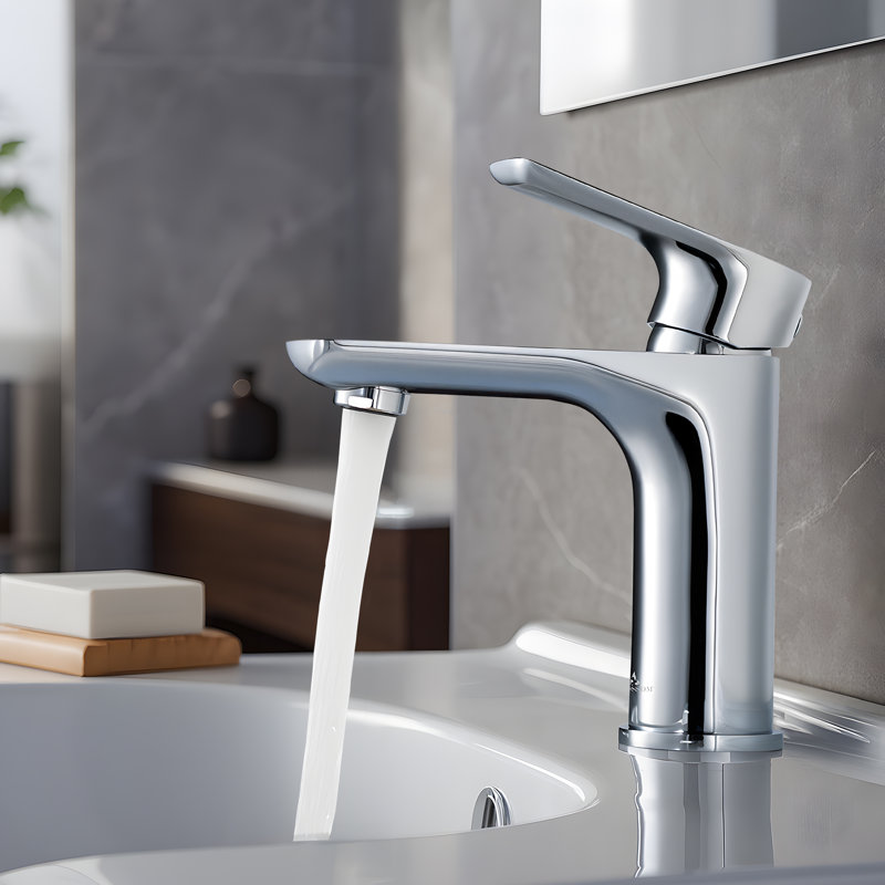 Blossom Modern Chrome Finish Single Hole Bathroom Faucet – Solid Brass Vanity Sink Faucet with Single Handle, Drip-Free Cartridge, Premium Finish, and Water Supply Hose