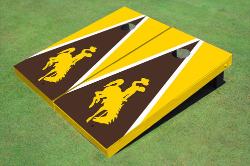 Ensemble de 10 planches de cornhole NCAA assorties NCAA, Cowboys de l'Université du Wyoming, Brun / Doré