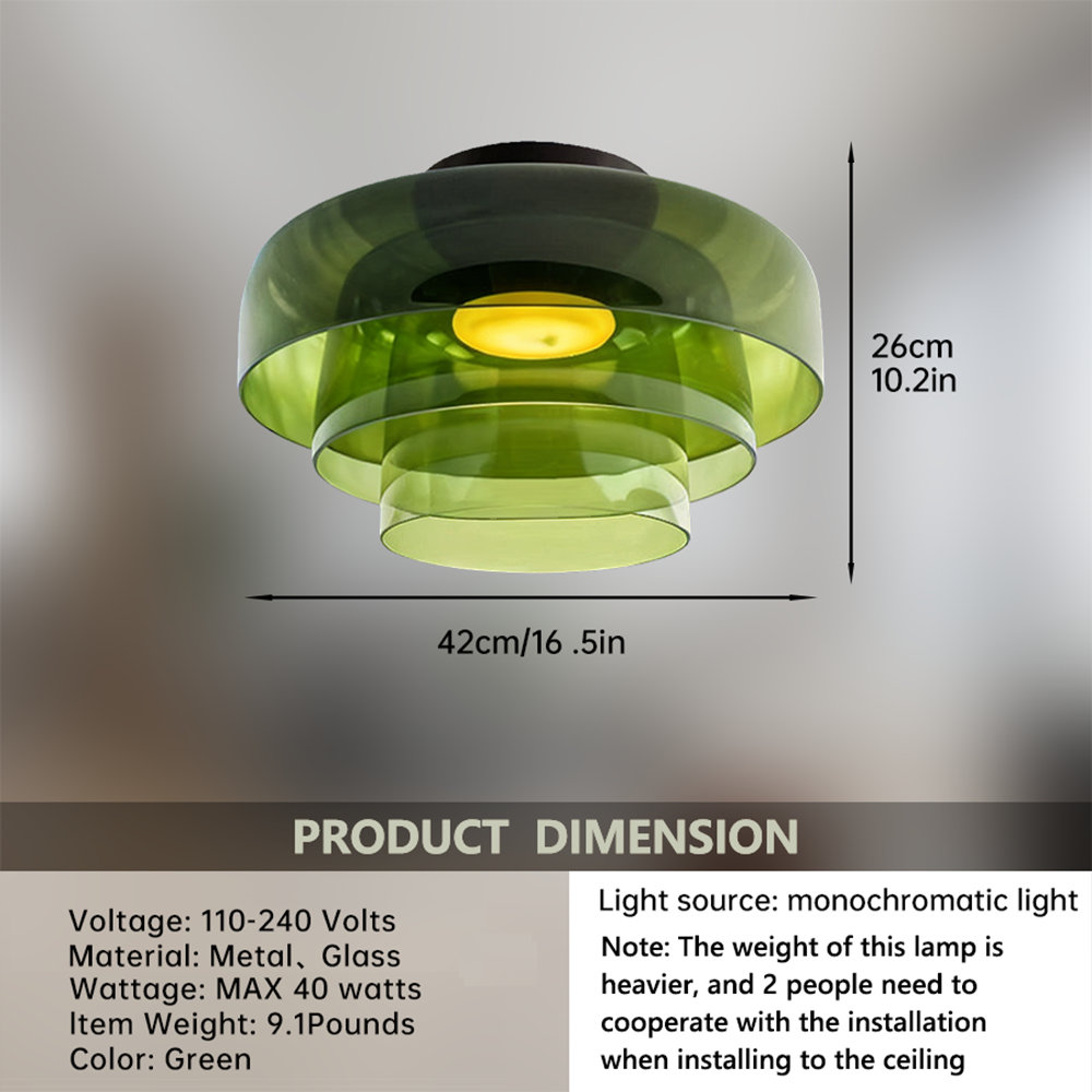 Mid Century Modern Ceiling Light Glass Shade