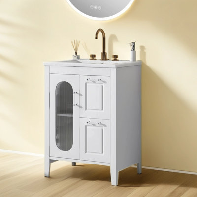 Ahlaya 24'' Free Standing Single Bathroom Vanity with Ceramic Top